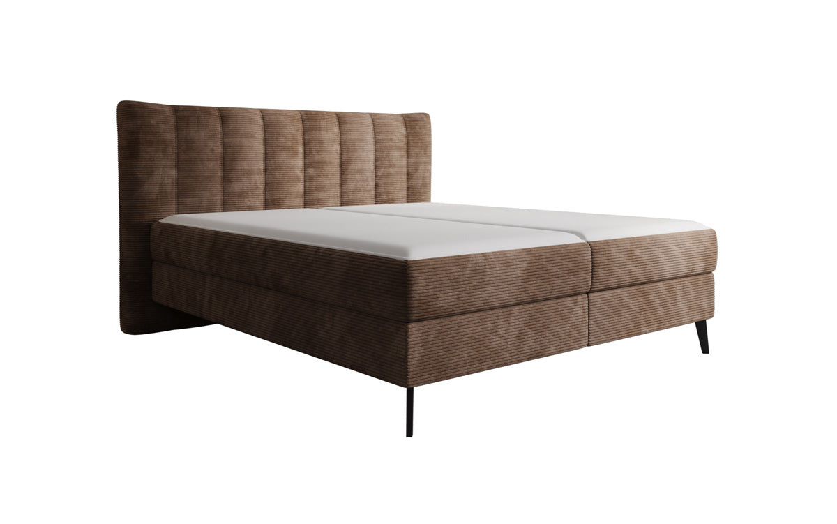 Boxspringbed Ines in Ribstof met opbergruimte