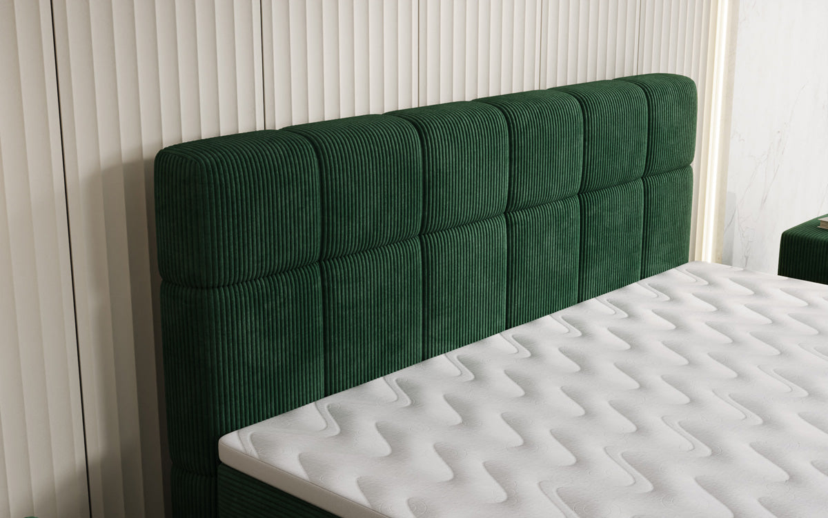 Boxspringbed Vera in Ribstof met hoge poten
