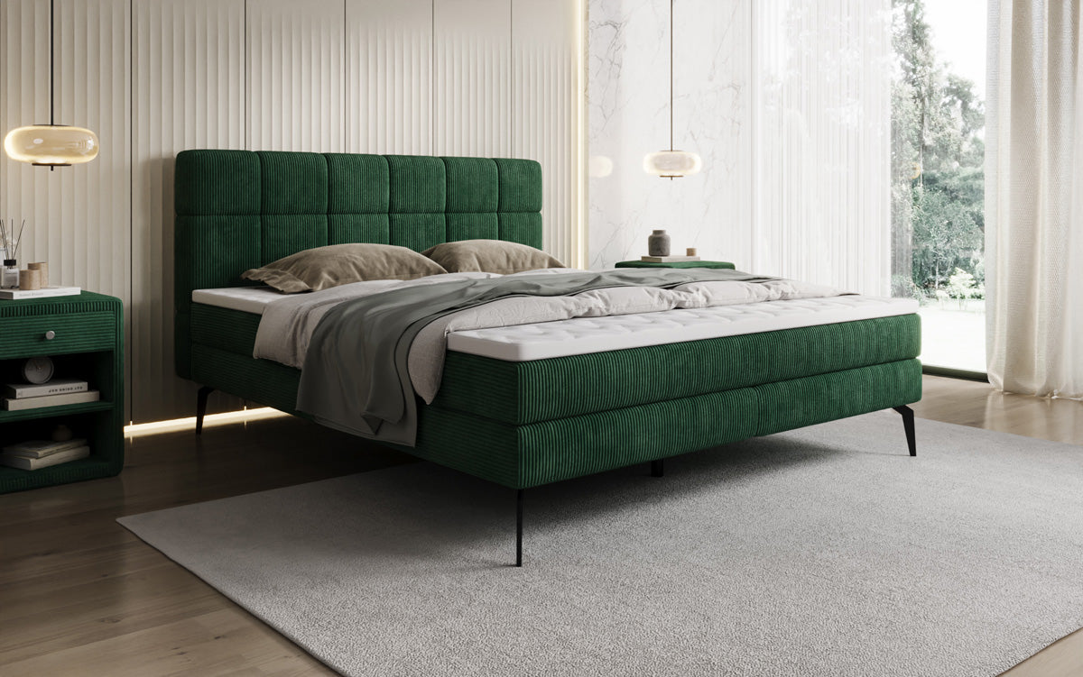 Boxspringbed Vera in Ribstof met hoge poten