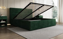 Designer gestoffeerd bed Merry in Ribstof met opbergruimte