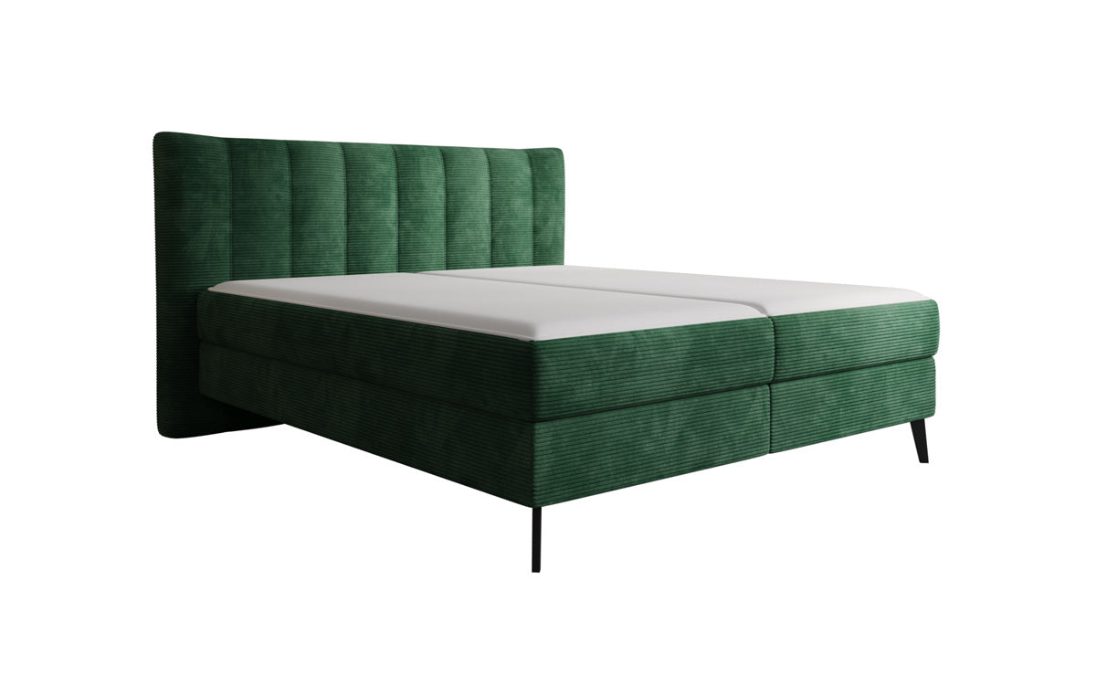 Boxspringbed Ines in Ribstof met opbergruimte