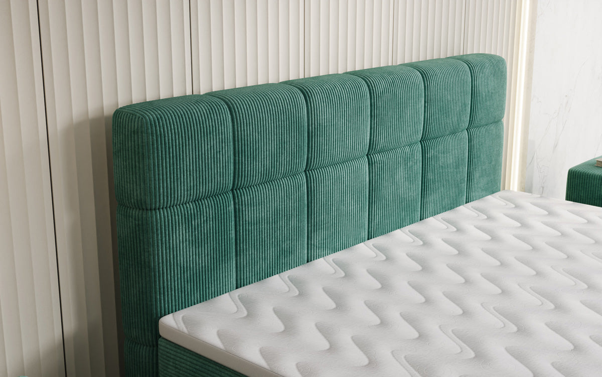 Boxspringbed Vera in Ribstof met hoge poten