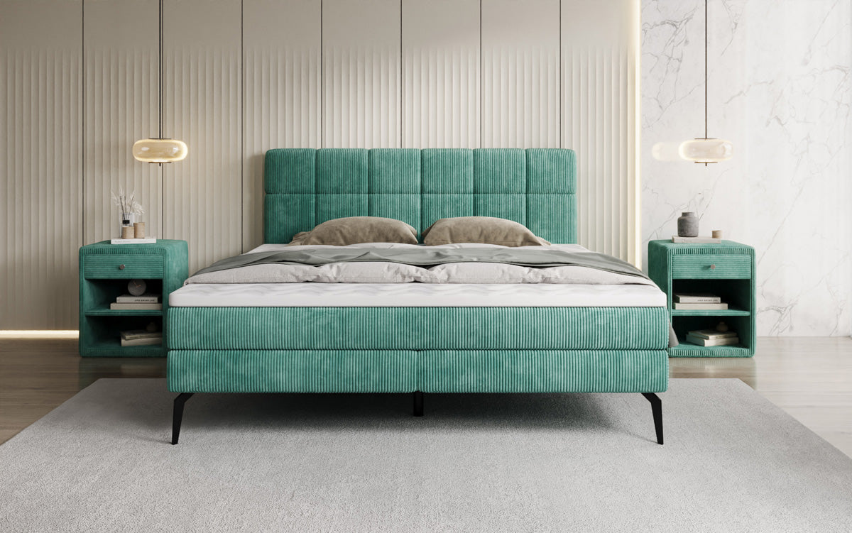 Boxspringbed Vera in Ribstof met hoge poten