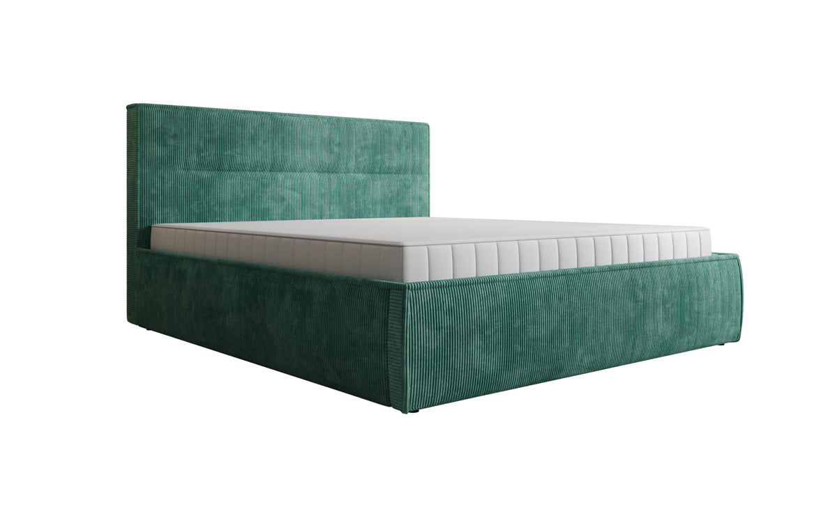 Designer gestoffeerd bed Merry in Ribstof met opbergruimte