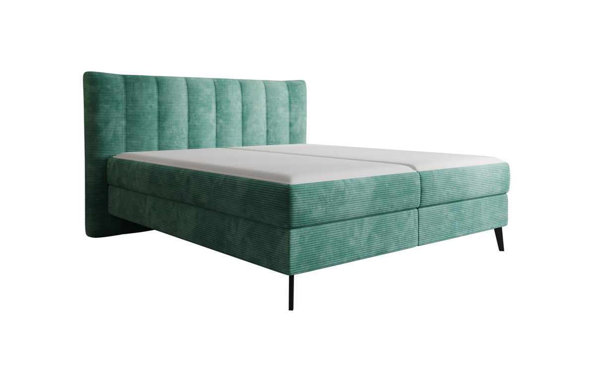 Boxspringbed Ines in Ribstof met opbergruimte