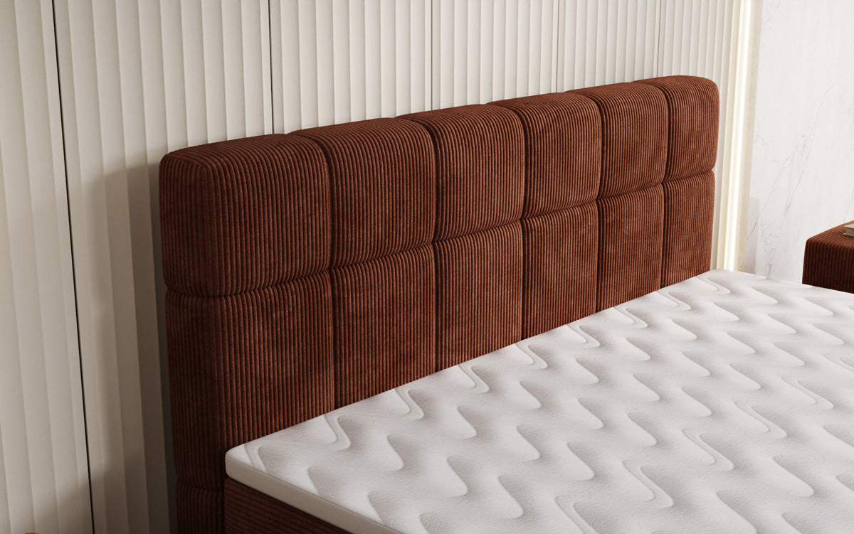 Boxspringbed Vera in Ribstof met hoge poten