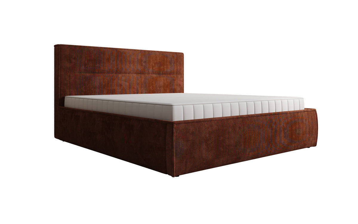 Designer gestoffeerd bed Merry in Ribstof met opbergruimte