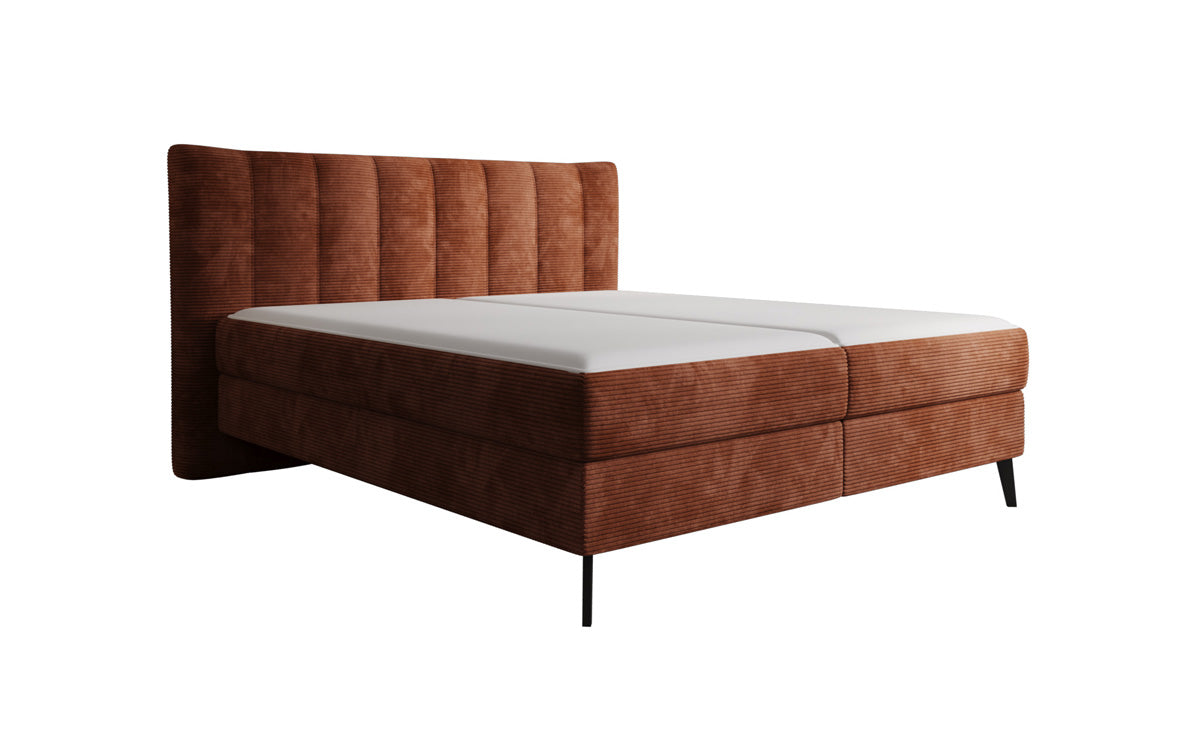 Boxspringbed Ines in Ribstof met opbergruimte