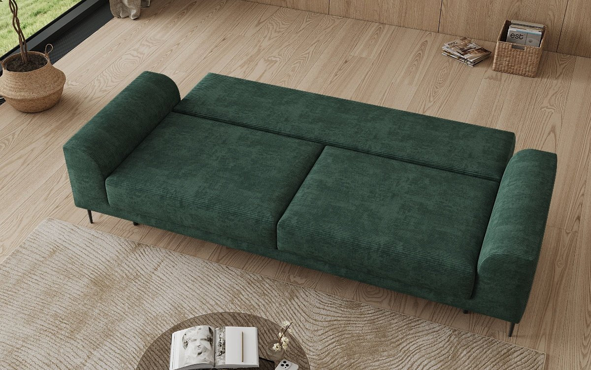 Designer 3-zitsbank Bloom in Ribstof met slaapfunctie en opbergruimte
