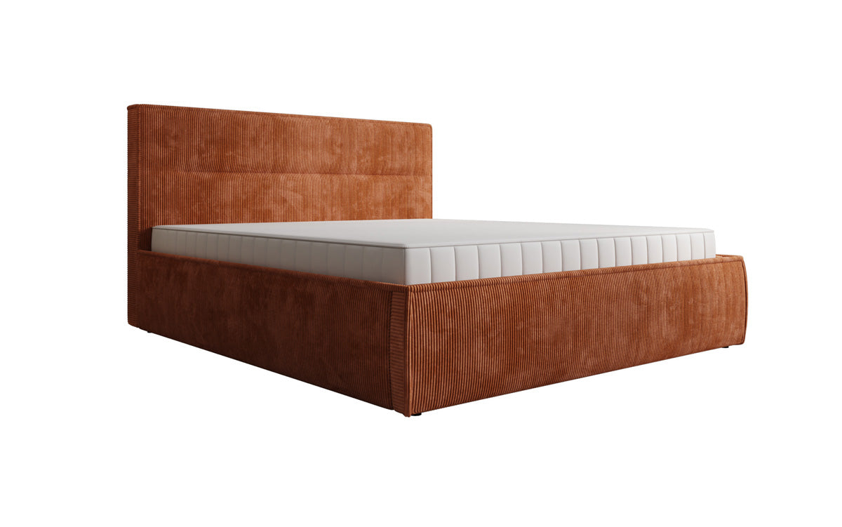 Designer gestoffeerd bed Merry in Ribstof met opbergruimte