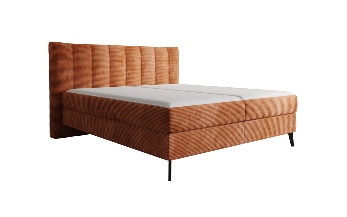 Boxspringbed Ines in Ribstof met opbergruimte