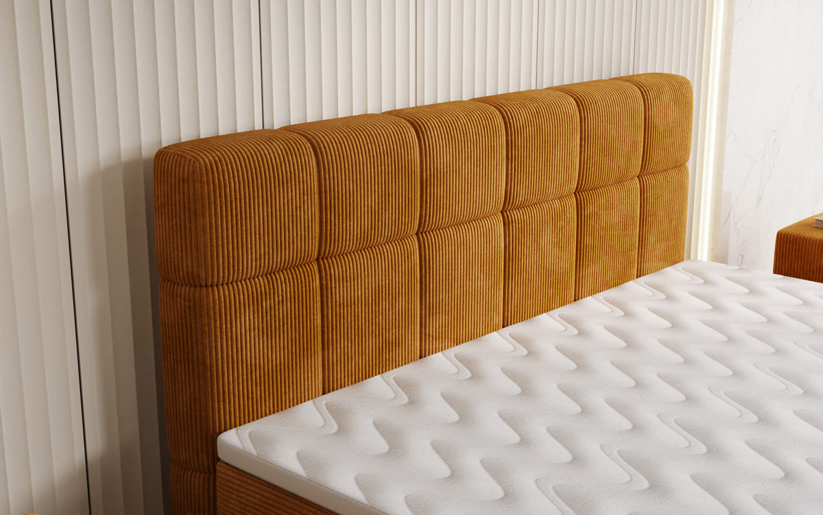 Boxspringbed Vera in Ribstof met hoge poten