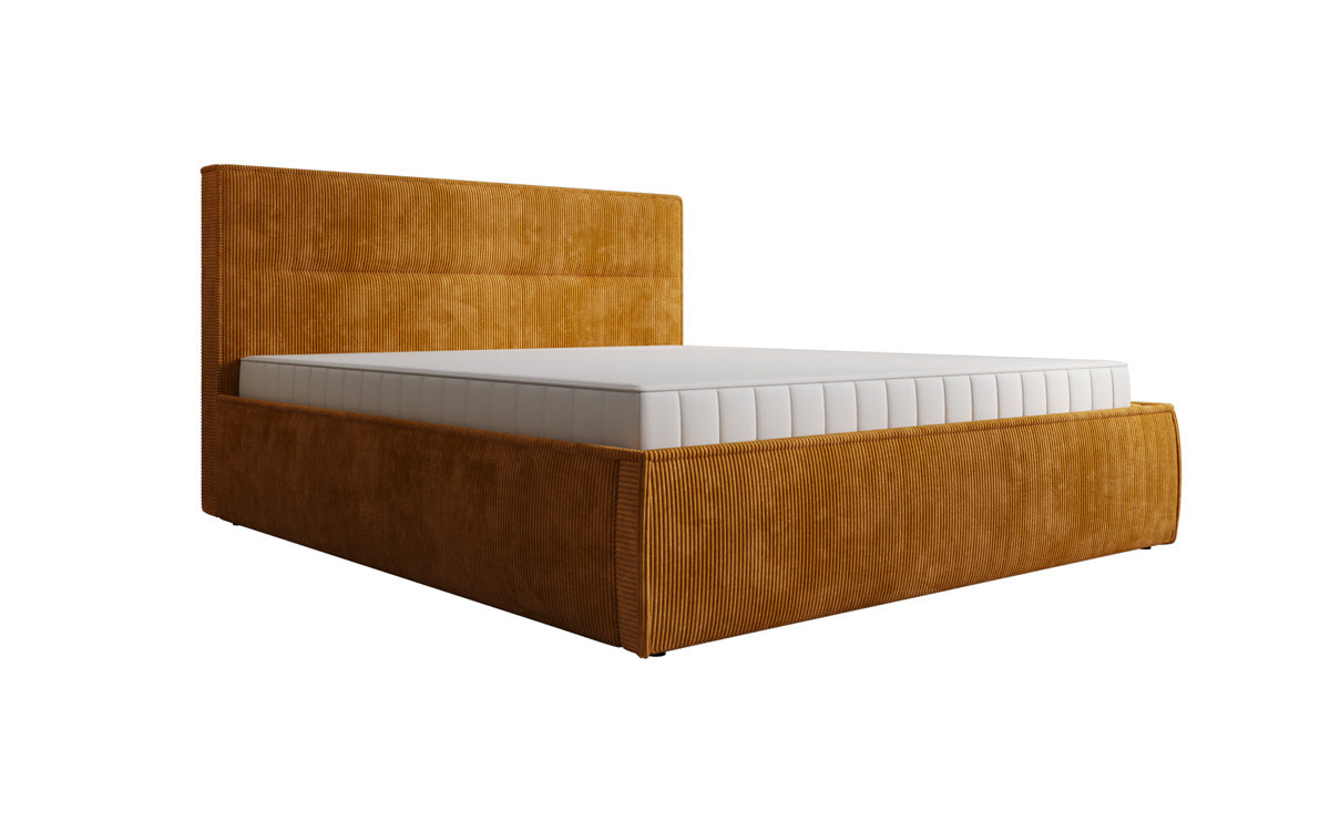Designer gestoffeerd bed Merry in Ribstof met opbergruimte