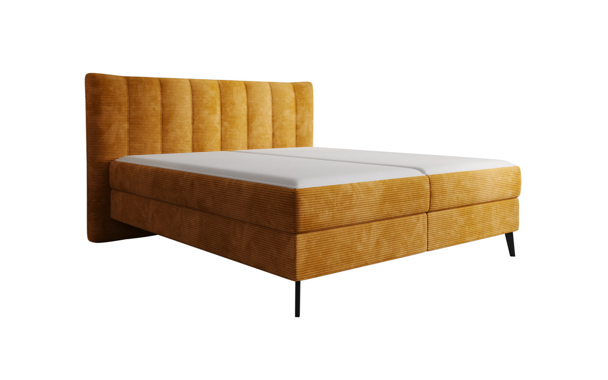 Boxspringbed Ines in Ribstof met opbergruimte