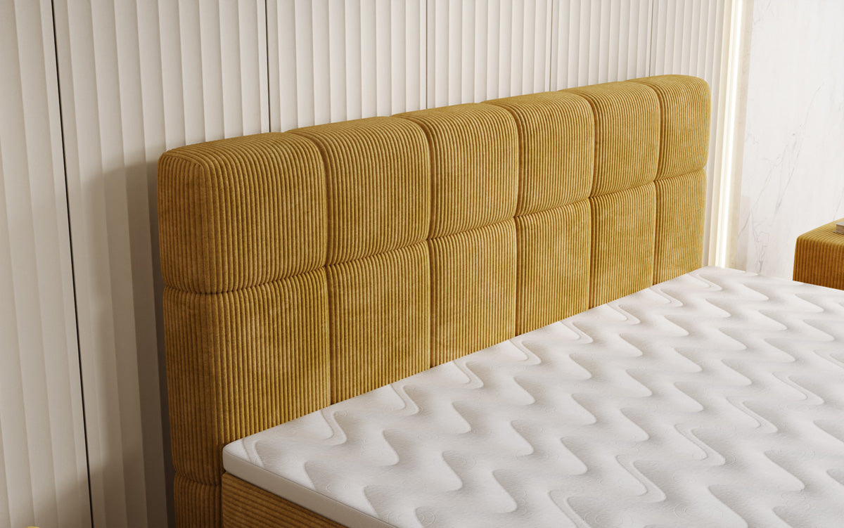 Boxspringbed Vera in Ribstof met hoge poten