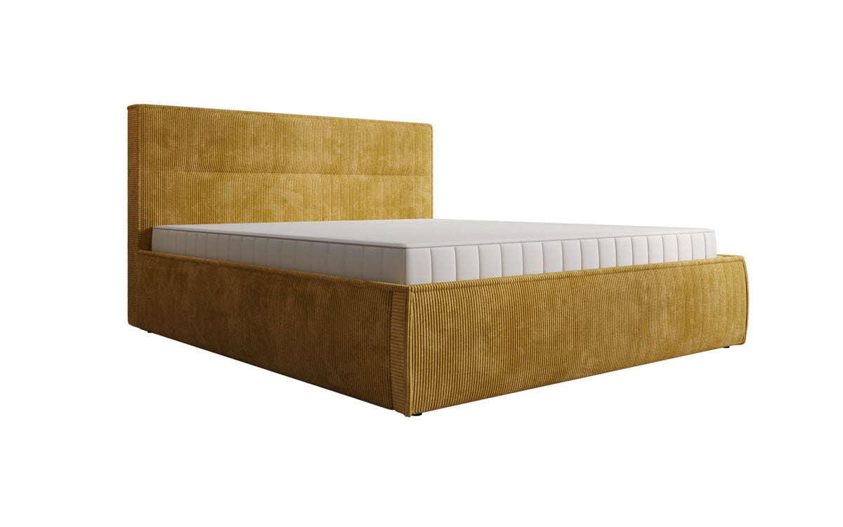 Designer gestoffeerd bed Merry in Ribstof met opbergruimte