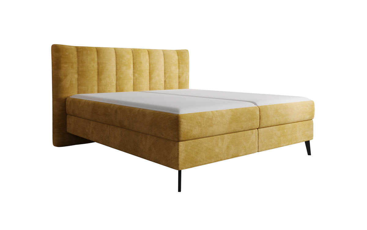 Boxspringbed Ines in Ribstof met opbergruimte