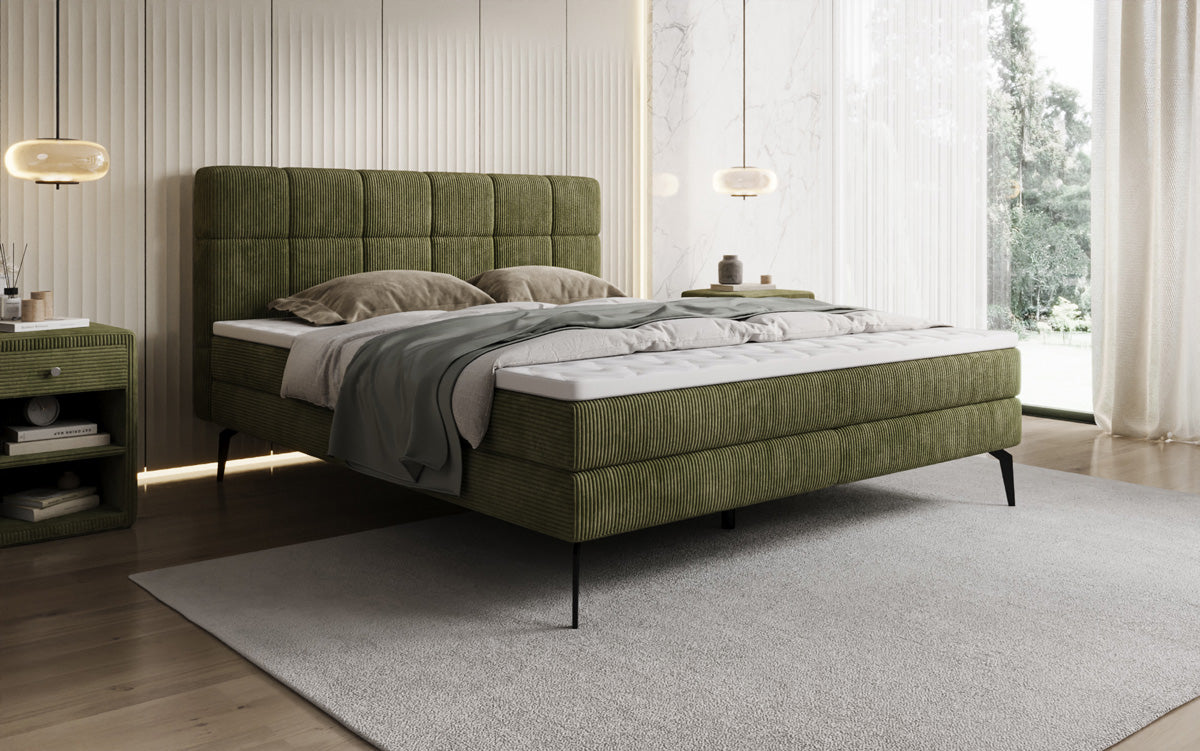 Boxspringbed Vera in Ribstof met hoge poten