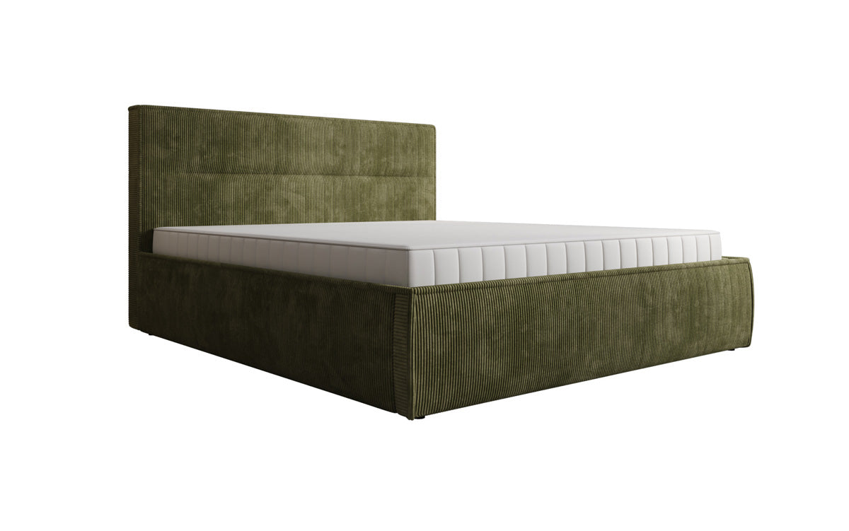 Designer gestoffeerd bed Merry in Ribstof met opbergruimte