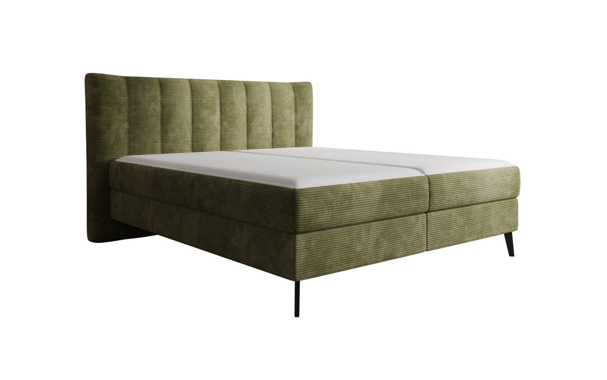 Boxspringbed Ines in Ribstof met opbergruimte