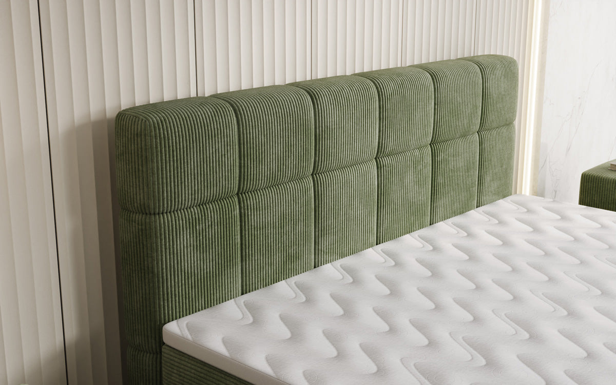 Boxspringbed Vera in Ribstof met hoge poten