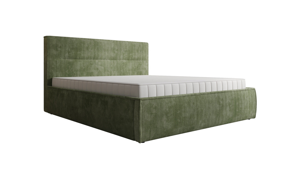 Designer gestoffeerd bed Merry in Ribstof met opbergruimte