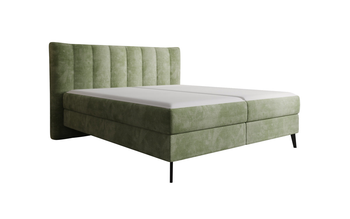Boxspringbed Ines in Ribstof met opbergruimte