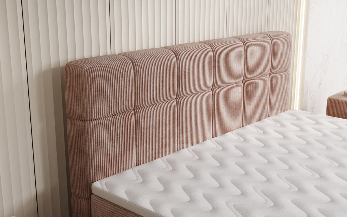Boxspringbed Vera in Ribstof met hoge poten