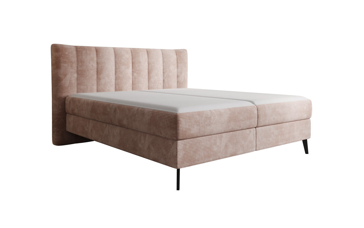 Boxspringbed Ines in Ribstof met opbergruimte
