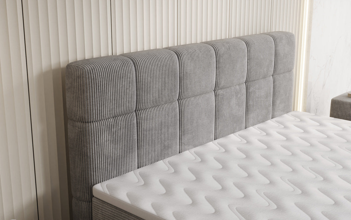 Boxspringbed Vera in Ribstof met hoge poten