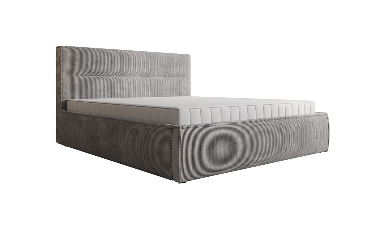 Designer gestoffeerd bed Merry in Ribstof met opbergruimte