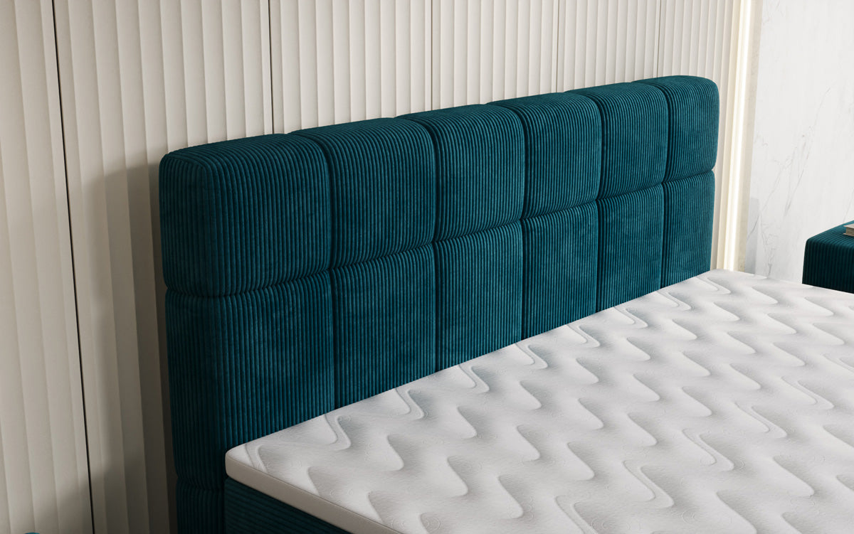 Boxspringbed Vera in Ribstof met hoge poten
