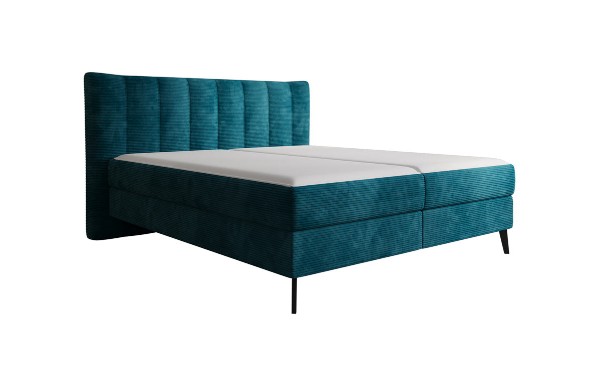 Boxspringbed Ines in Ribstof met opbergruimte