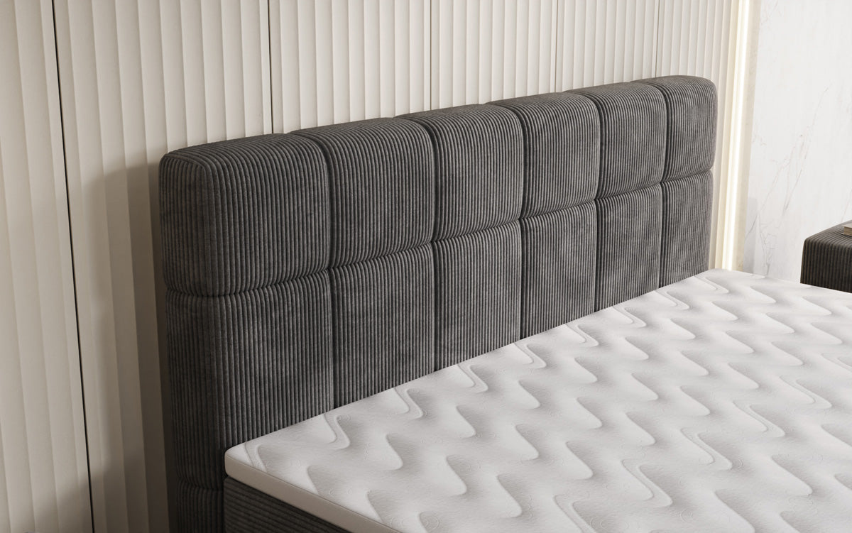 Boxspringbed Vera in Ribstof met hoge poten