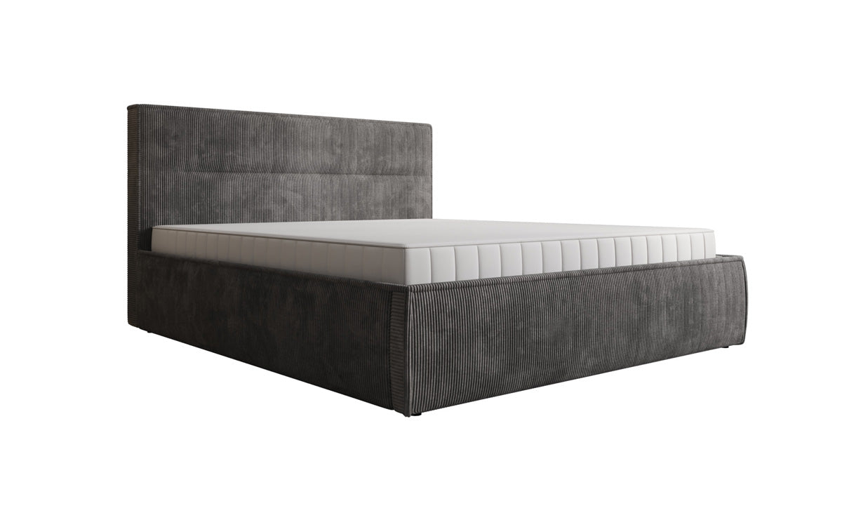 Designer gestoffeerd bed Merry in Ribstof met opbergruimte