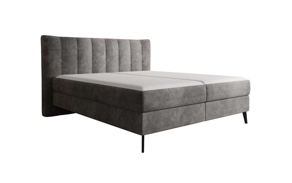 Boxspringbed Ines in Ribstof met opbergruimte