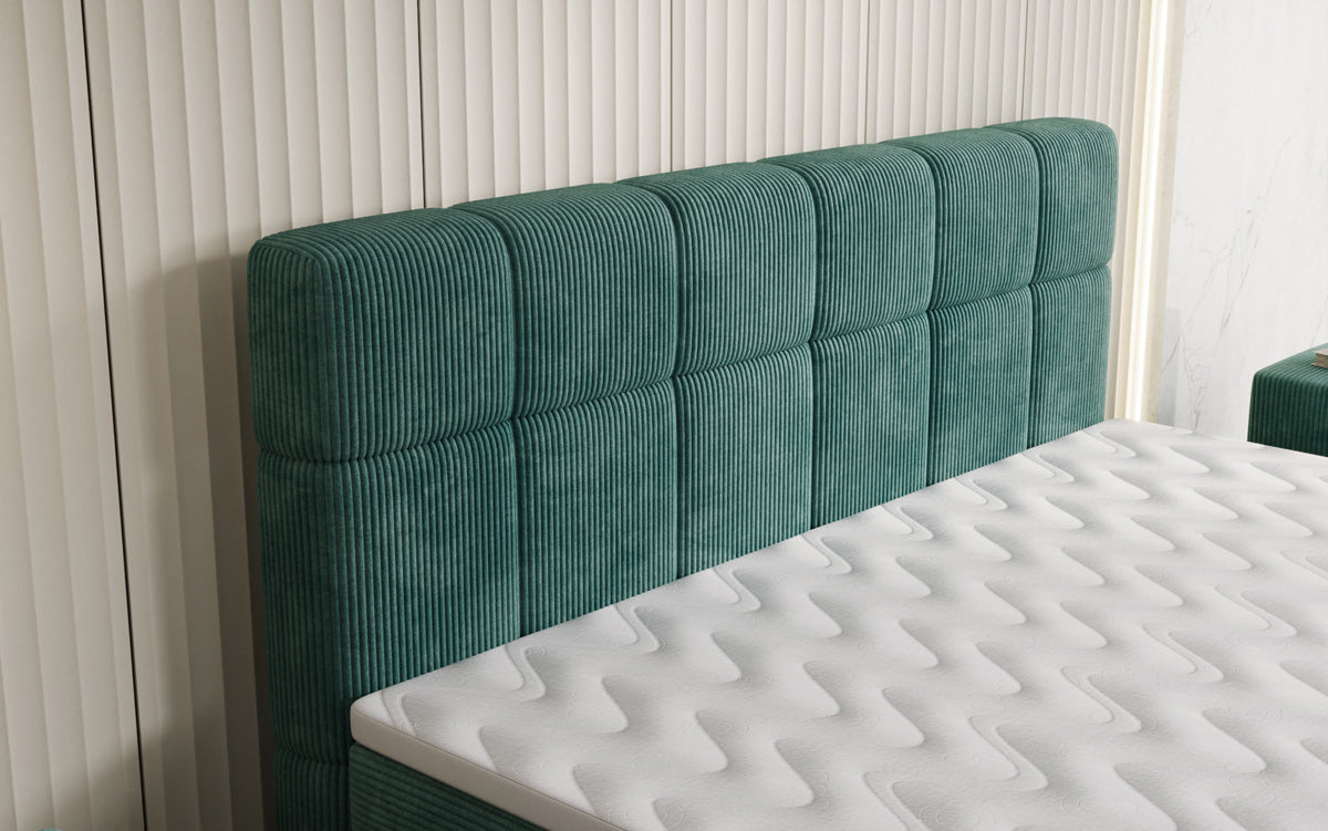 Boxspringbed Vera in Ribstof met hoge poten