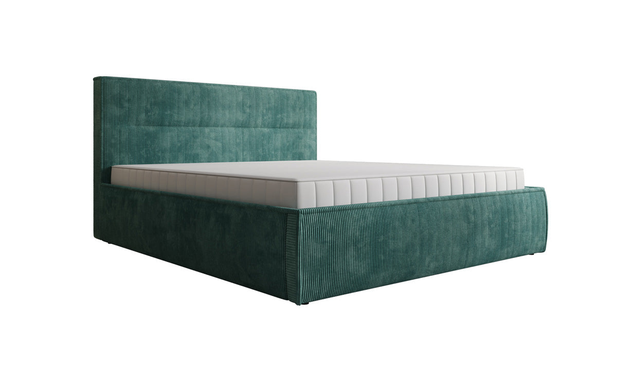 Designer gestoffeerd bed Merry in Ribstof met opbergruimte