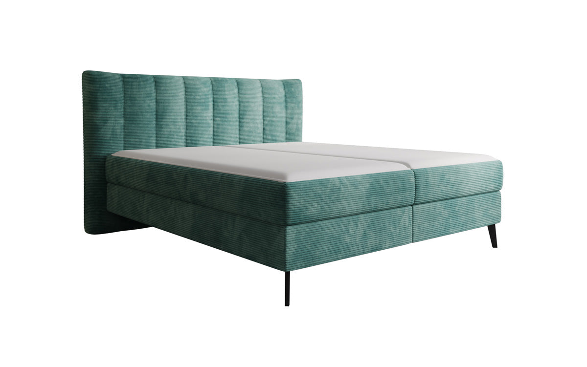 Boxspringbed Ines in Ribstof met opbergruimte