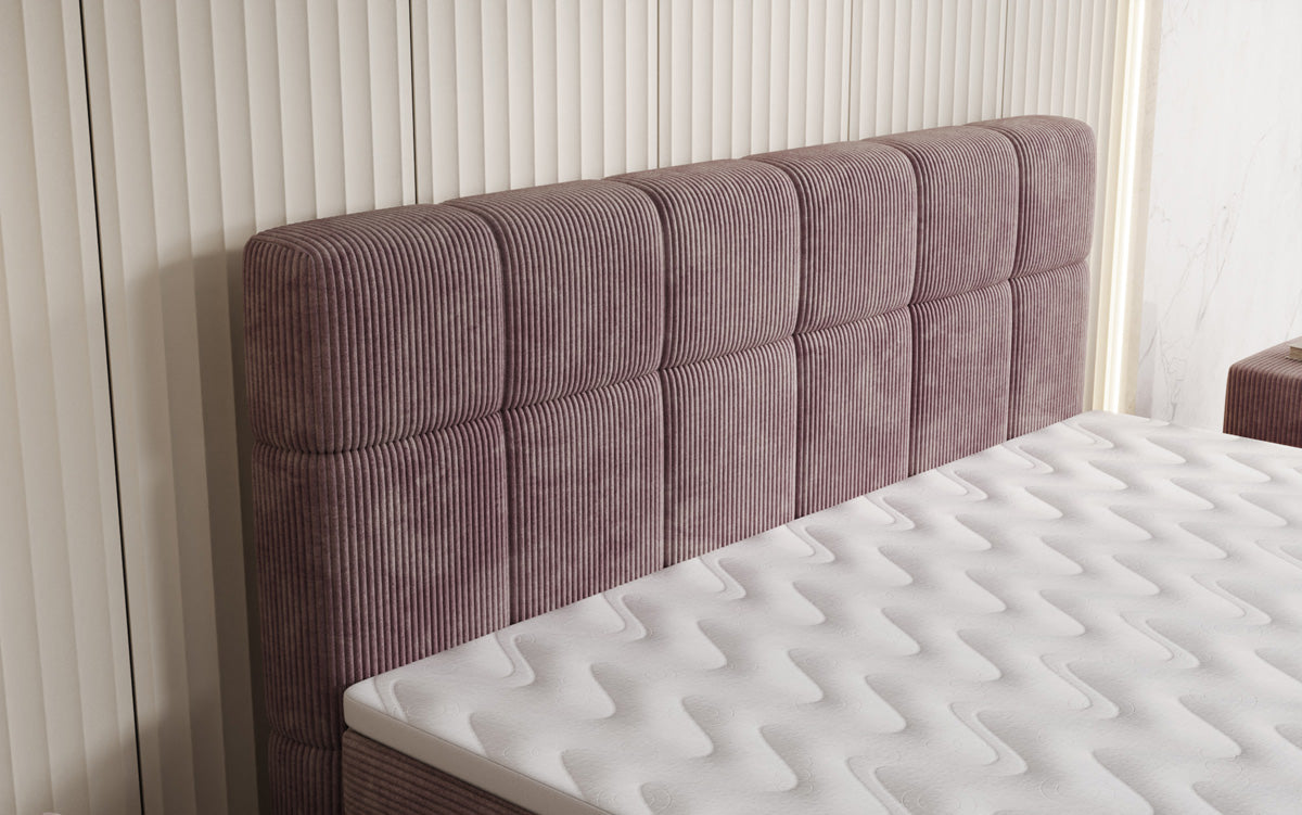 Boxspringbed Vera in Ribstof met hoge poten