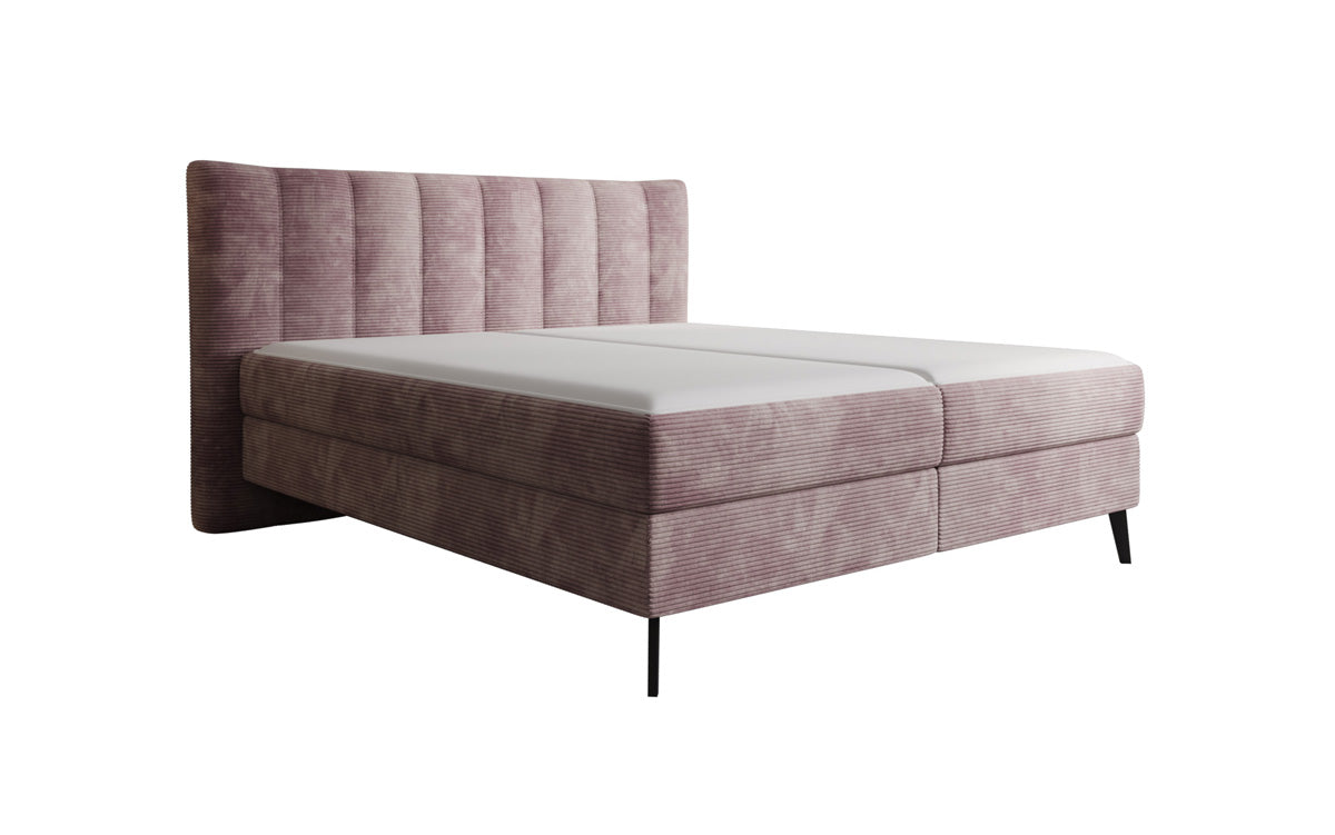 Boxspringbed Ines in Ribstof met opbergruimte