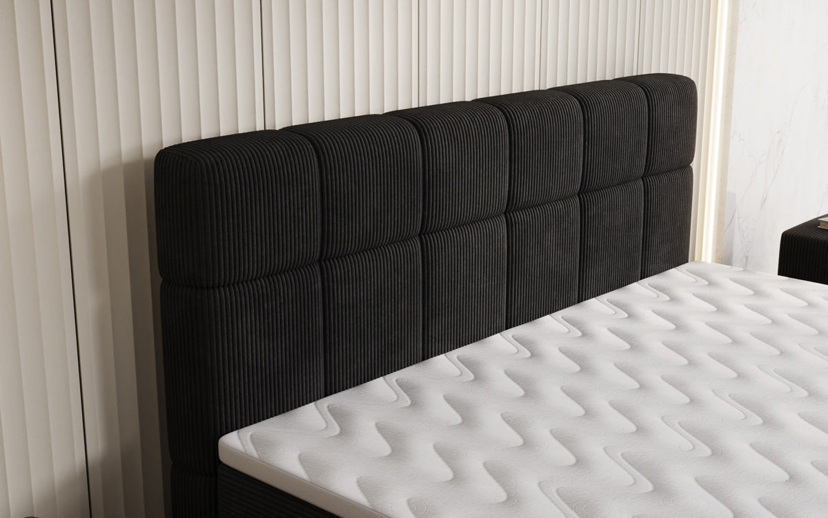 Boxspringbed Vera in Ribstof met hoge poten