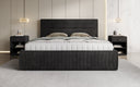 Designer gestoffeerd bed Merry in Ribstof met opbergruimte