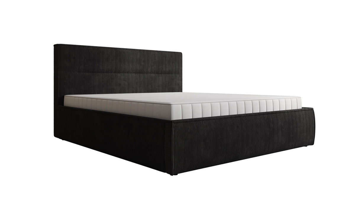 Designer gestoffeerd bed Merry in Ribstof met opbergruimte