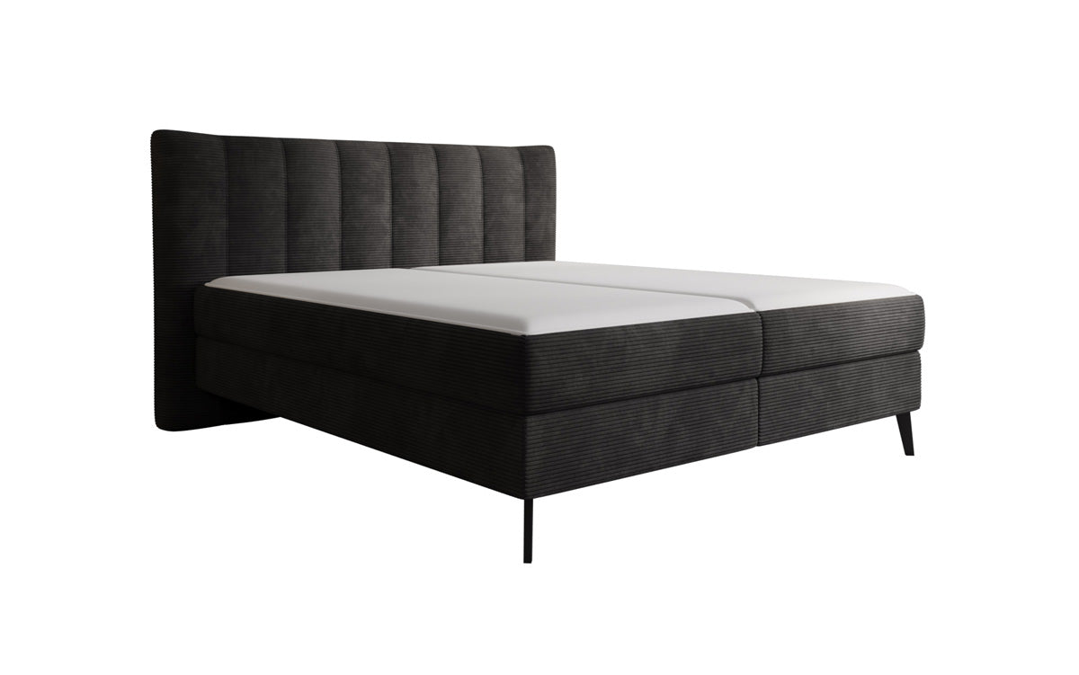Boxspringbed Ines in Ribstof met opbergruimte