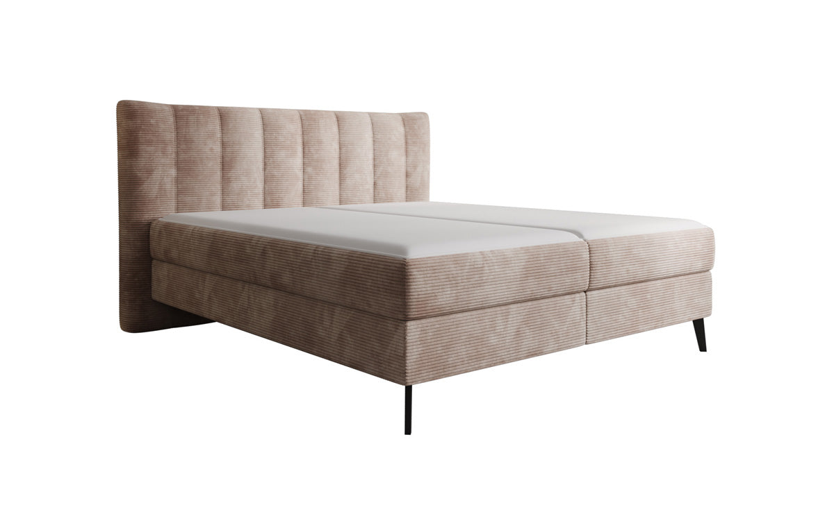 Boxspringbed Ines in Ribstof met opbergruimte