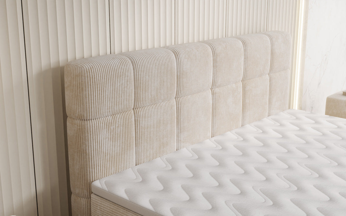 Boxspringbed Vera in Ribstof met hoge poten