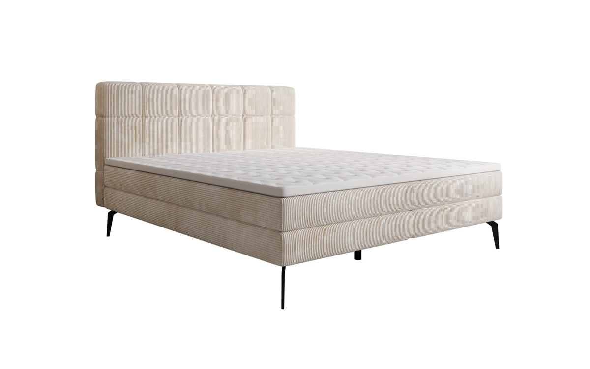 Boxspringbed Vera in Ribstof met hoge poten