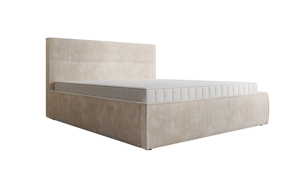 Designer gestoffeerd bed Merry in Ribstof met opbergruimte
