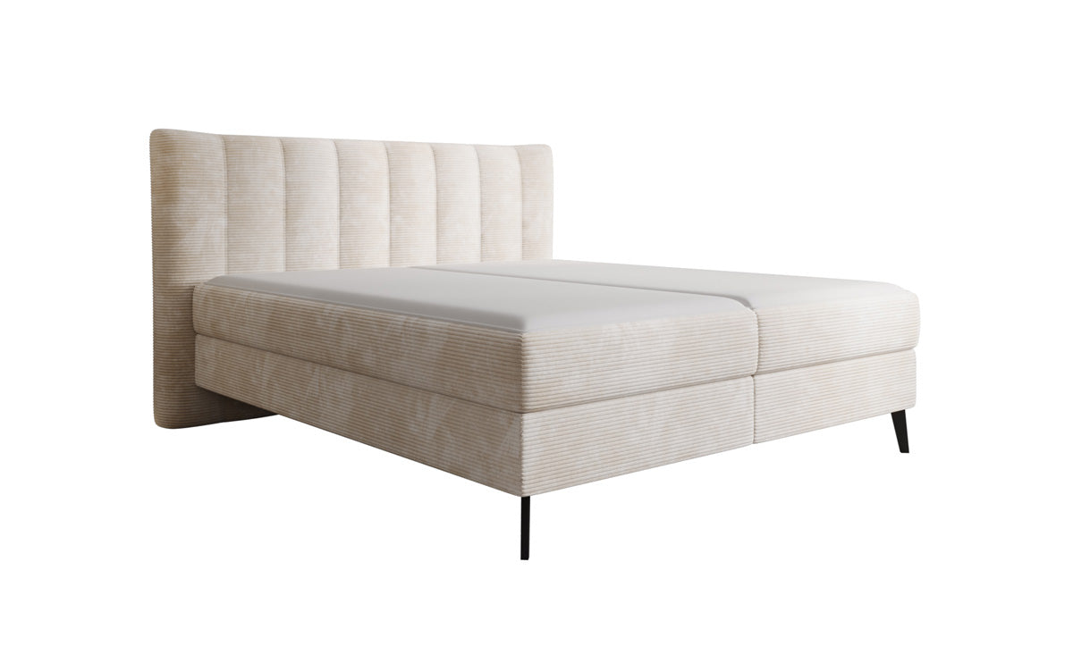 Boxspringbed Ines in Ribstof met opbergruimte